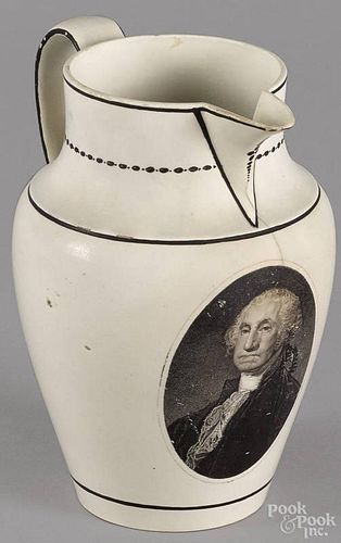English pearlware pitcher, early 19th c., with a transfer decorated bust of George Washington