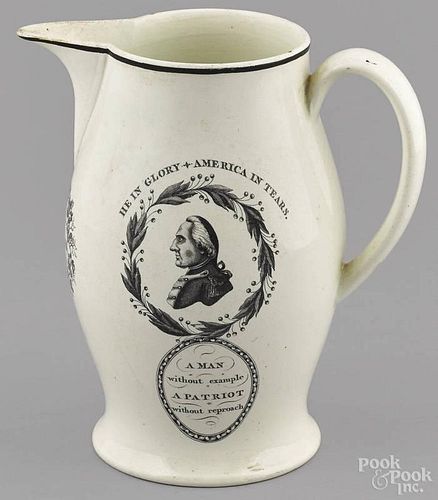Liverpool Herculaneum Washington Memorial pitcher, early 19th c., with transfer decoration