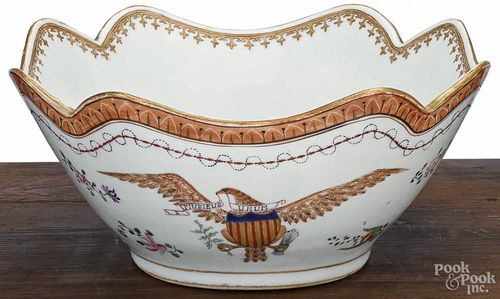 Chinese export porcelain bowl for the American market, 19th c., decorated with an American eagle