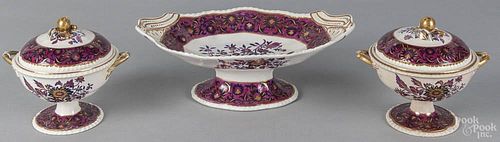 Spode Imperial three-piece ironstone garniture, late 19th c., to include a basket, 4 3/8'' h.