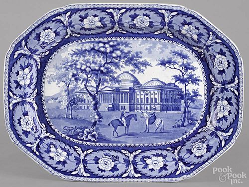 Historical blue Staffordshire ''The Capitol at Washington'' platter, 19th c., 15 1/2'' x 20 5/8''.