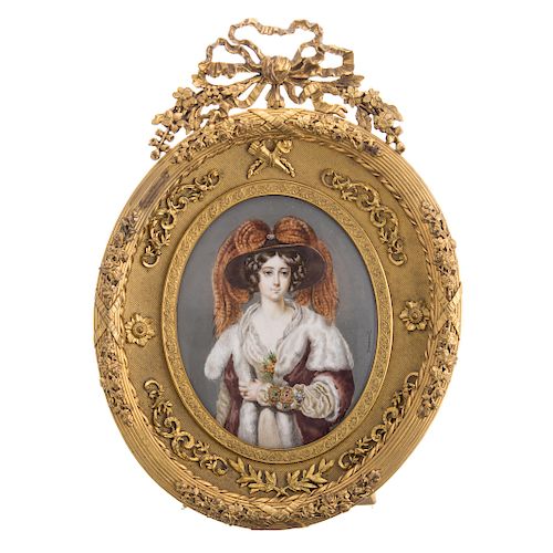 Felix Dermont. Portrait Miniature of Noble Woman