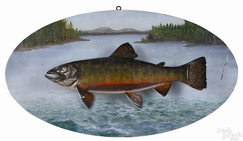 Carved and painted half model of a brook trout, 20th c., possibly by the ''Maine carver''