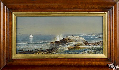 Edmund Darch Lewis (American 1835-1910), watercolor and gouache coastal scene, signed lower right