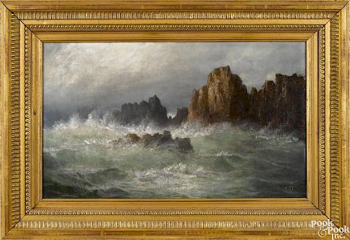 Harrison Bird Brown (American 1831-1915), oil on canvas coastal scene, signed lower right