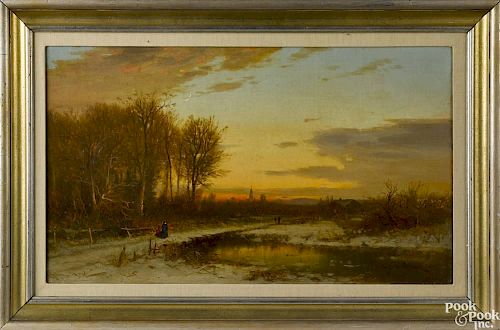George Herbert McCord (American 1848-1909), oil on canvas rural landscape depicting figures