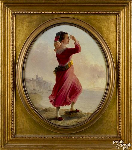 John Gadsby Chapman (American/Italian 1808-1889), oil on board depicting an Italian woman