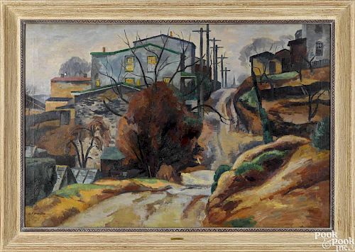 Antonio Pietro Martino (American 1902-1988), oil on canvas, titled The Crooked Road-Manayunk