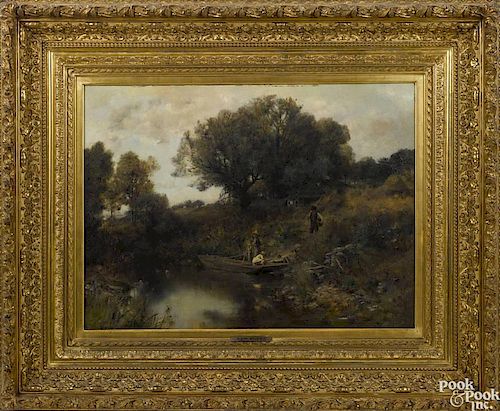 John Henry Witt (American 1849-1901), oil on canvas landscape, titled The Chamers Home