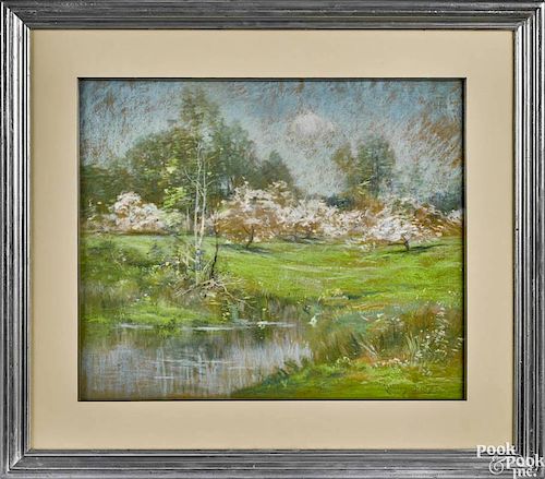 John Appleton Brown (American 1844-1902), pastel landscape, signed lower right, 17'' x 20 1/2''.