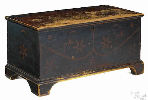 Painted pine dower chest, early 19th c., probably Western Pennsylvania or Ohio