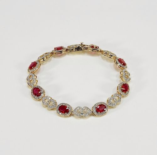 FINE Lady's Ruby & Diamond 14K Gold Bracelet