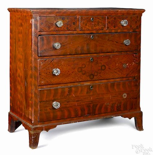 Pennsylvania painted poplar chest of drawers, ca. 1815