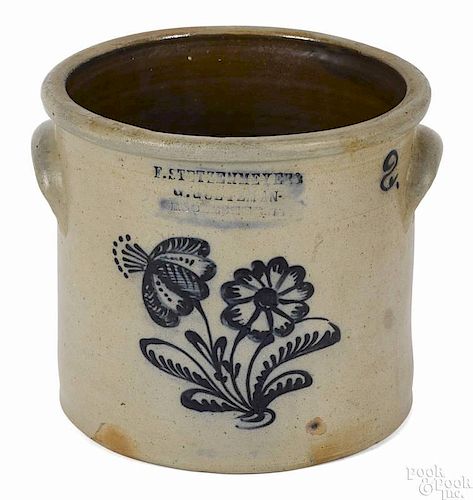 New York two-gallon stoneware crock, 19th c., impressed F. Stetzenmeyer's G. Goetzman Rochester