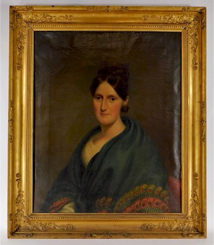 C.1850 American O/C Portrait Painting of a Woman