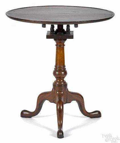 Pennsylvania Queen Anne mahogany candlestand, ca. 1765, with a birdcage support