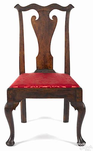 Pennsylvania Queen Anne walnut dining chair, ca. 1765, with cabriole front legs