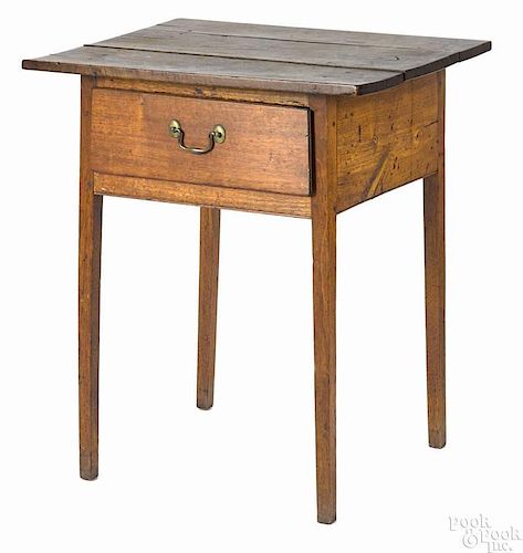 Pennsylvania Chippendale walnut one-drawer stand, ca. 1800, with splay legs, 28 1/4'' h., 24'' w.
