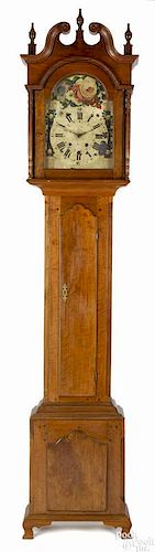 Pennsylvania Chippendale walnut tall case clock, late 18th c., with a German wag works