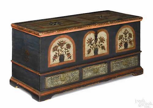 Lancaster County, Pennsylvania painted dower chest by Johannes Rank (1763-1828)