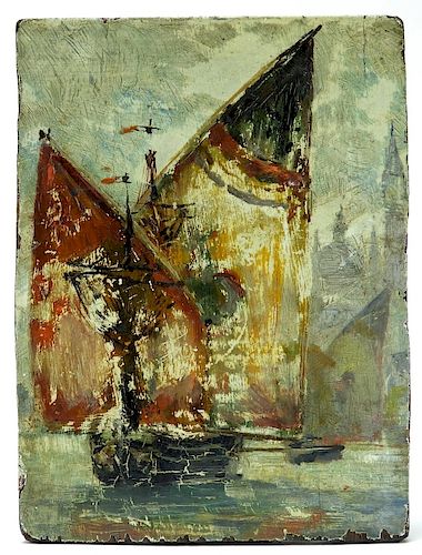 Walter F. Brown Diminutive O/P Sailboat Painting