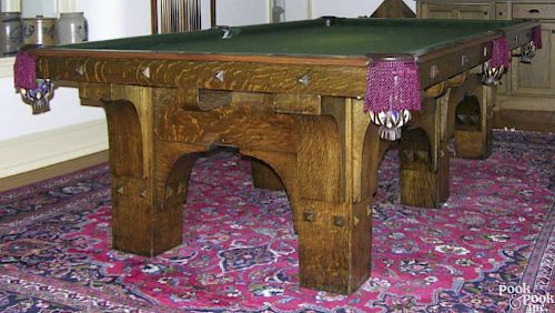 Brunswick-Balke-Collender Co., St. Bernard Mission pool table, ca. 1908, with an oak veneer body