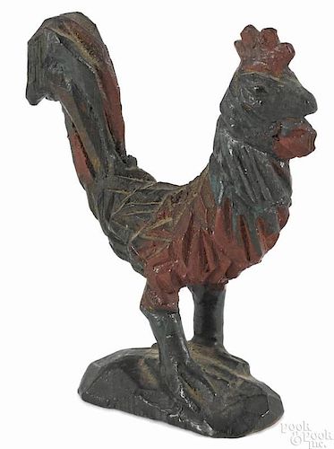 Carved and painted rooster in the manner of Wilhelm Schimmel, 19th c.