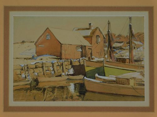 Joseph Harry Wheater Winter Fishing Dock Painting