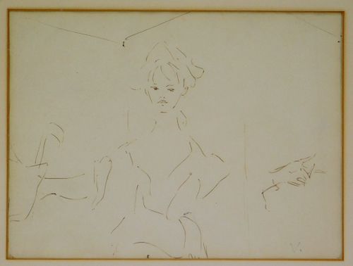 Marcel Vertes Figurative Study Drawing of a Woman