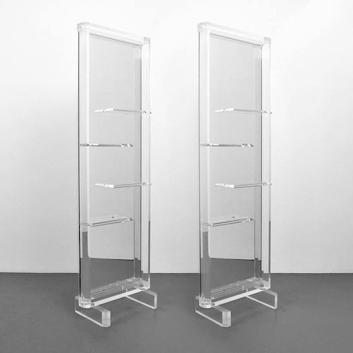 Pair of Lucite/Mirrored Room Dividers, Custom