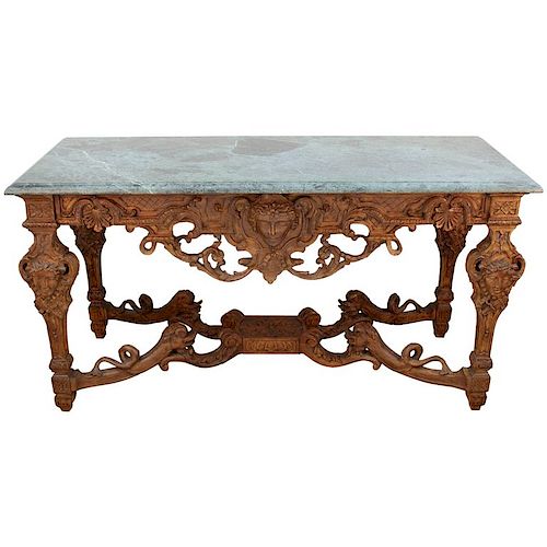 Louis XIV Manner French Wood Console Table