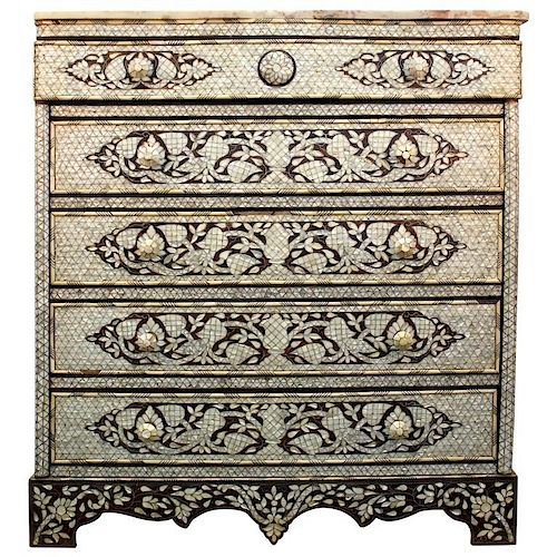Syrian Commode w Mother of Pearl Inlay,  Antique