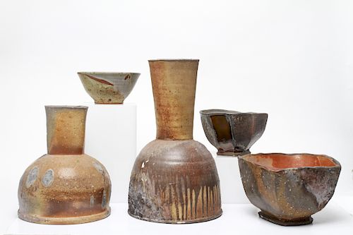 Modern Art Pottery Vases & Bowls, Group of 5