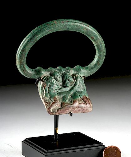 Beautiful Roman Bronze Handle with Warriors