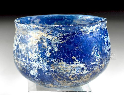 Incredible Roman Glass Cup w/ Deep Blue Color