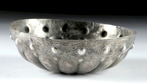 Rare Viking Silver Ritual Bowl w/ Bird Motif, 106 g