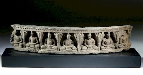 Gandharan Schist Curved Relief with Many Buddhas