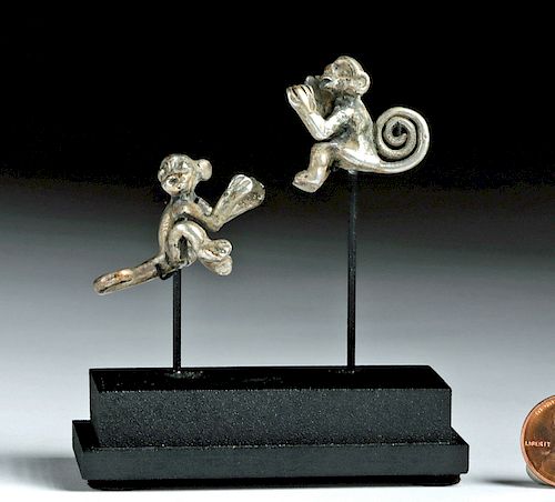 Pair of Adorable Chimu Silver Monkeys - 28.4 g