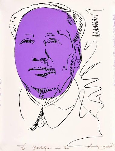 Rare Andy Warhol "Mao" Exhibition Poster/Screenprint, Signed & Dedicated