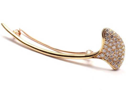 Tiffany & Co 18k Yellow Gold Diamond Flower Pin Brooch