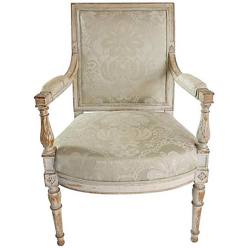 French Directoire Painted Fauteuil, c. 1795