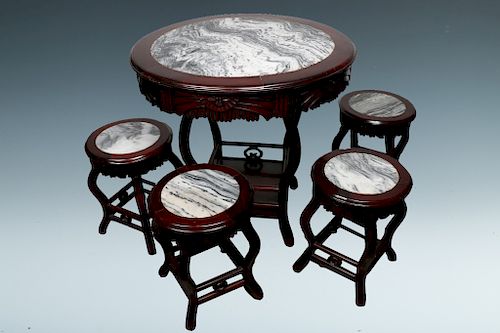 A SET OF SUANZHI TABLE AND FOUR STOOLS, REPUBLIC PERIOD