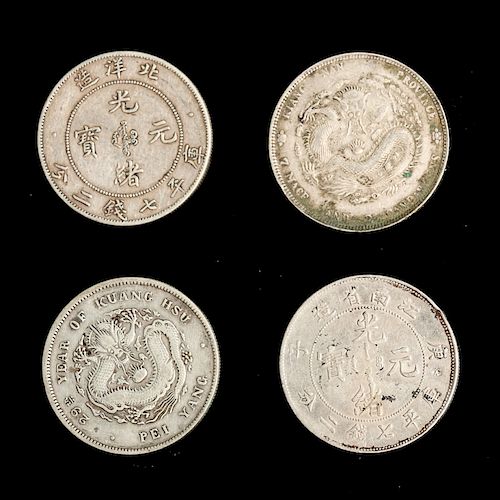 SET OF FOUR CHINESE SILVER COINS