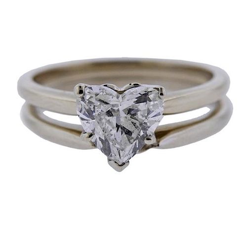 14k Gold 1.52ct Heart Diamond Engagement Wedding Ring Set 