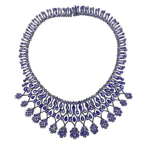 Impressive 18K Gold Diamond Tanzanite Necklace
