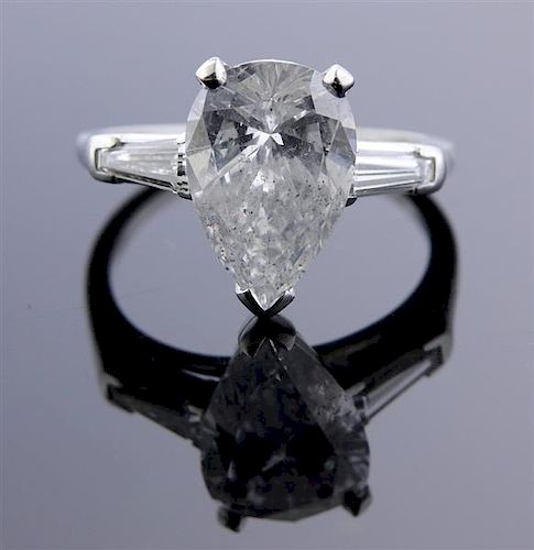 Platinum 3.40ct Pear Diamond Engagement Ring