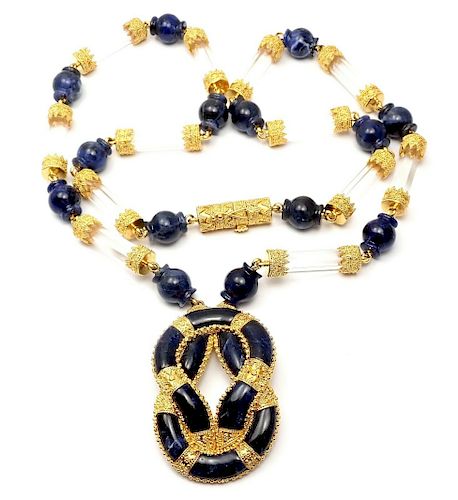 Lalaounis 18k Sodalite Crystal Hercules Knot Necklace