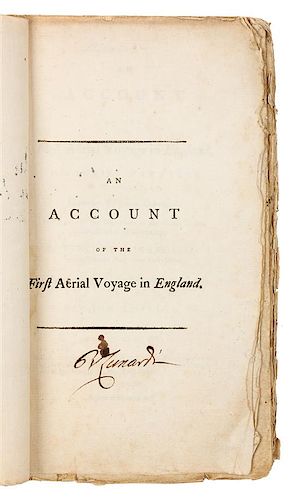 * LUNARDI, Vincenzo (1759-1806). An Account of the First Aerial Voyage in England. London, 1784. FIRST EDITION, second impressio