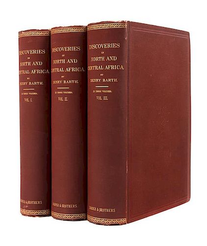 * BARTH, Heinrich (1821-1865). Travels and Discoveries in North and Central Africa. New York: Harper & Brothers, 1857-59.