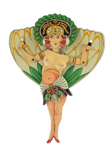 German Tin Litho Hula Girl Squeeze Toy.